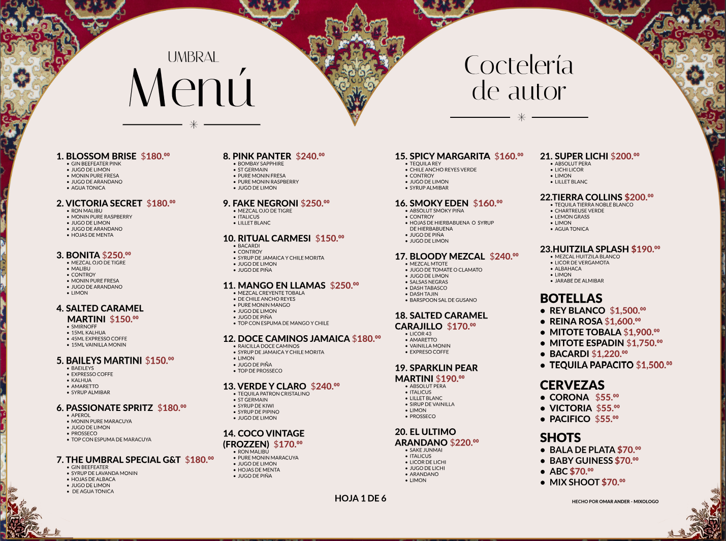 Menú Umbral Página 1